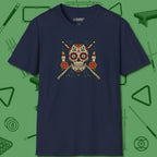Day of the Dead Sugar Skull T-Shirt, front view, in Navy ideal for clean hits and clean fits