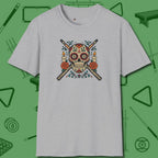 Day of the Dead Sugar Skull T-Shirt, front view, in Sport Grey as serious as your stroke