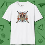 Day of the Dead Sugar Skull T-Shirt, front view, in White not your average 8-ball graphic tee