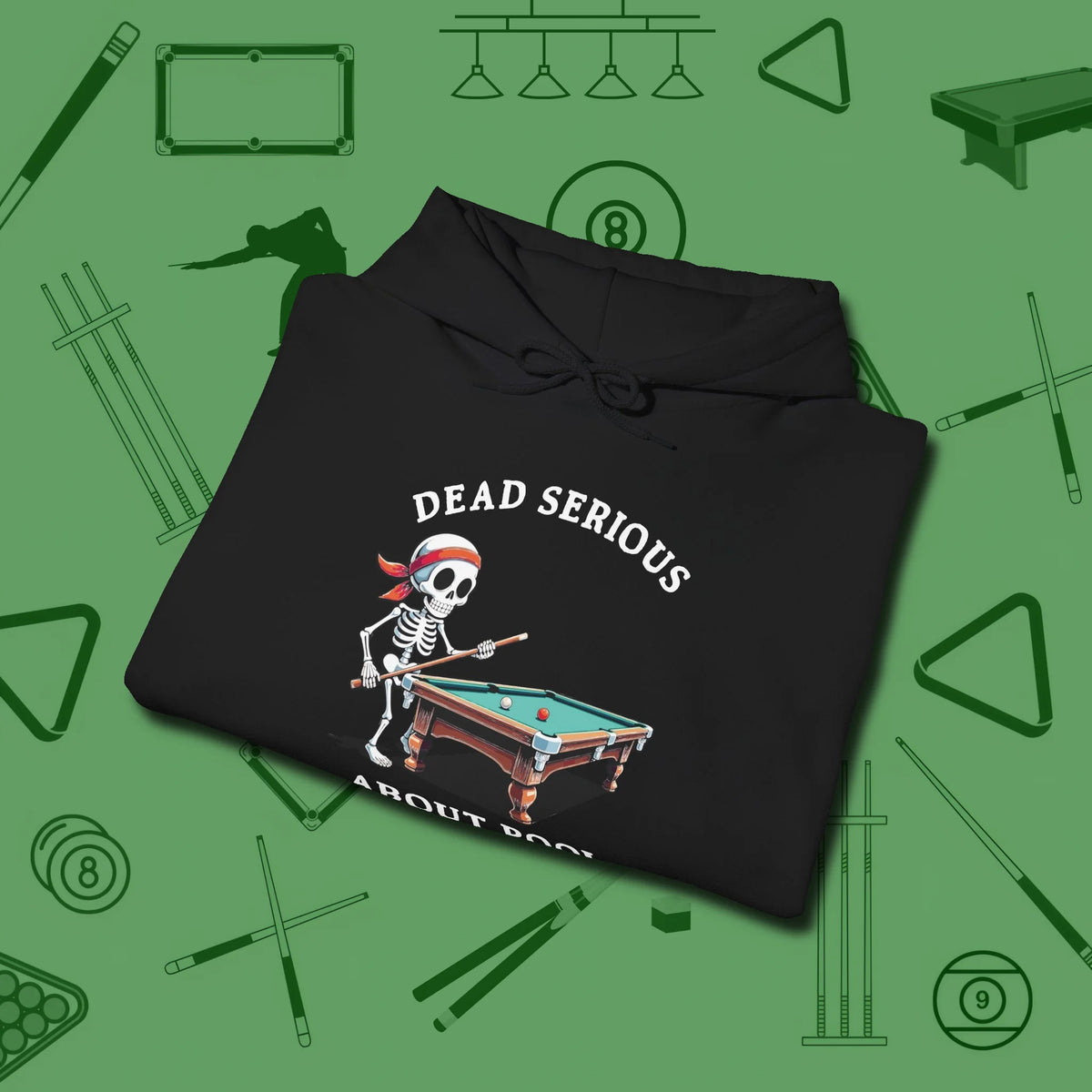 Dead Serious About Hoodie, folded view, in Black put your best game on display