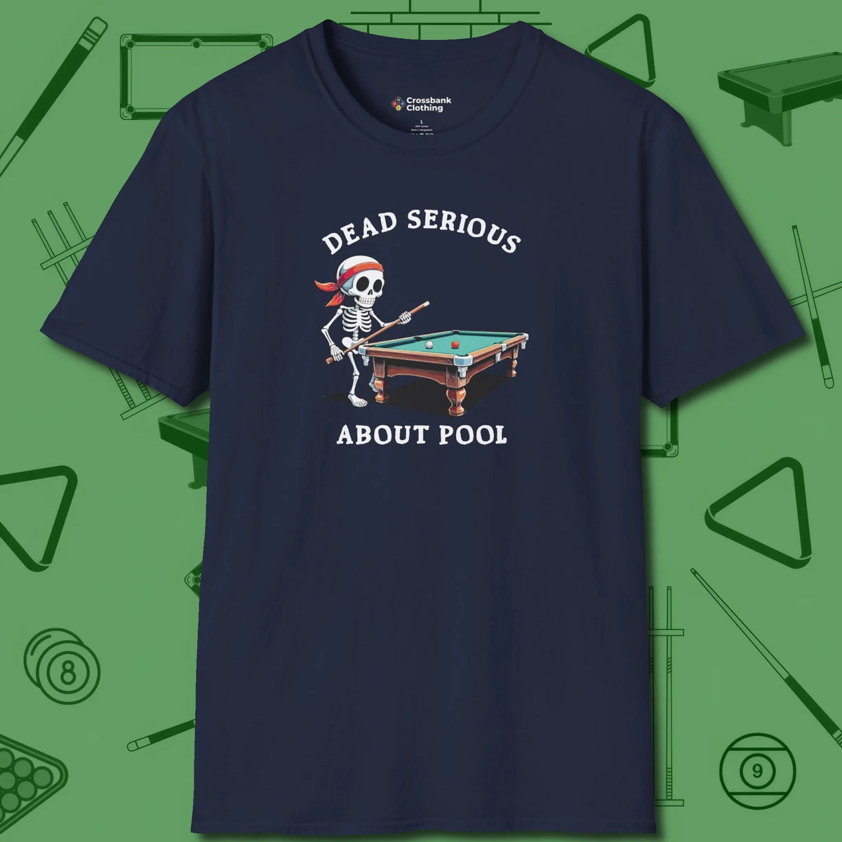 Dead Serious About T-Shirt, front view, in Navy what champions wear between racks