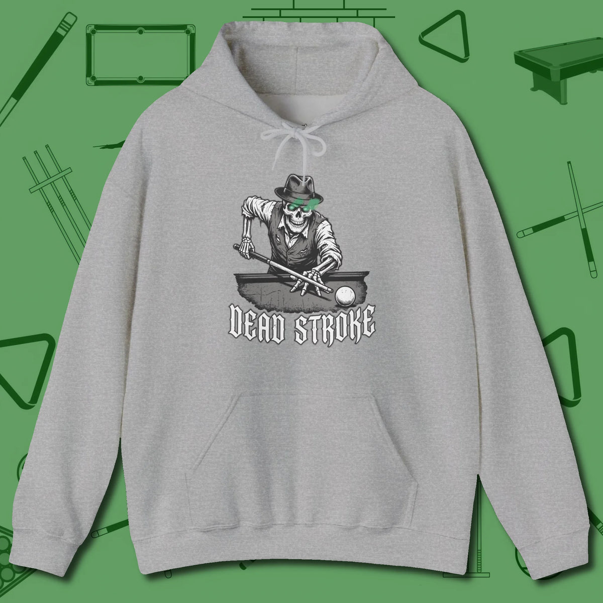 Dead Stroke Hoodie, front view, in Sport Grey smart apparel for strategic players