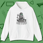 Dead Stroke Hoodie, front view, in White poolroom style with tournament attitude