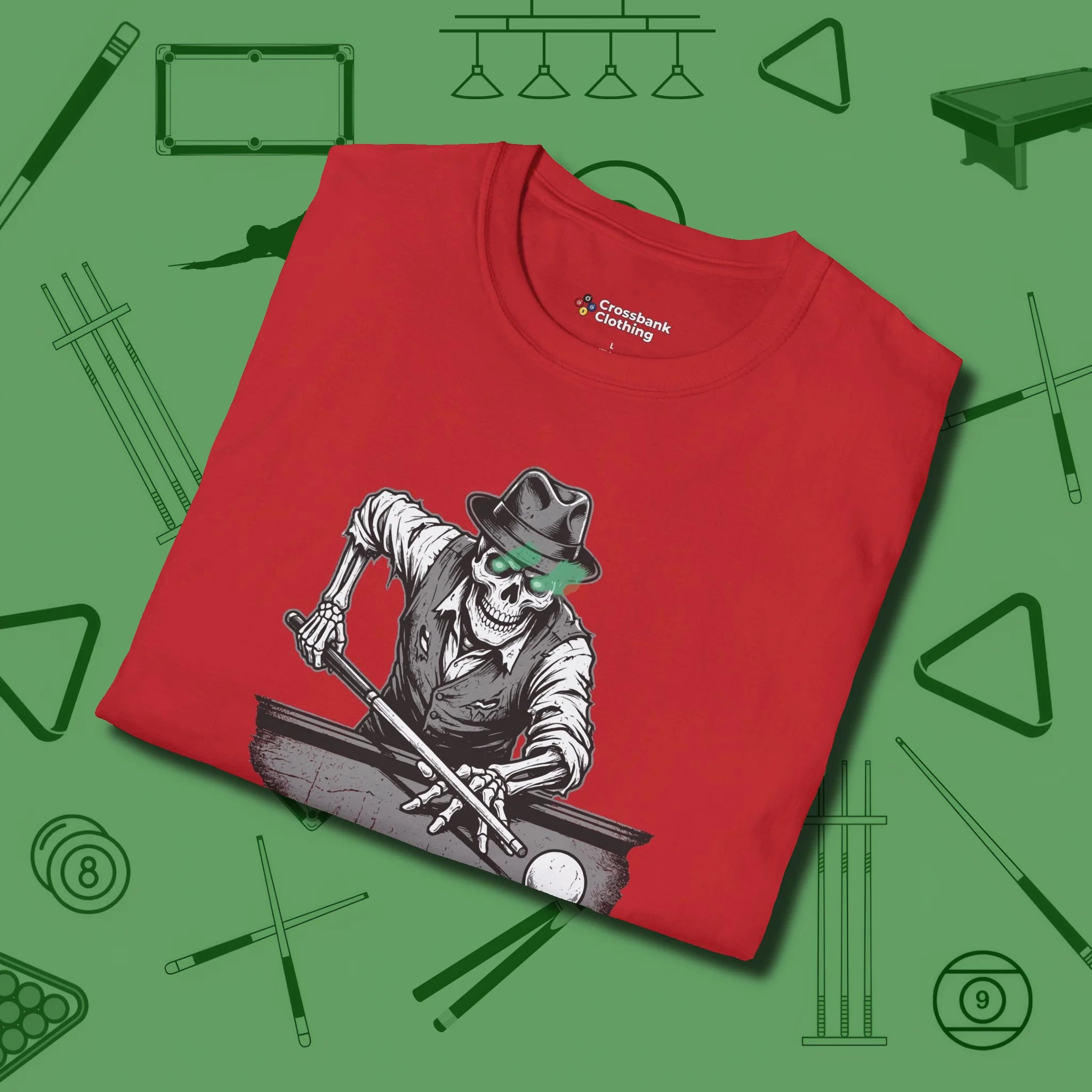 Dead Stroke T-Shirt, folded view, in Red from chalk to clutch, look the part