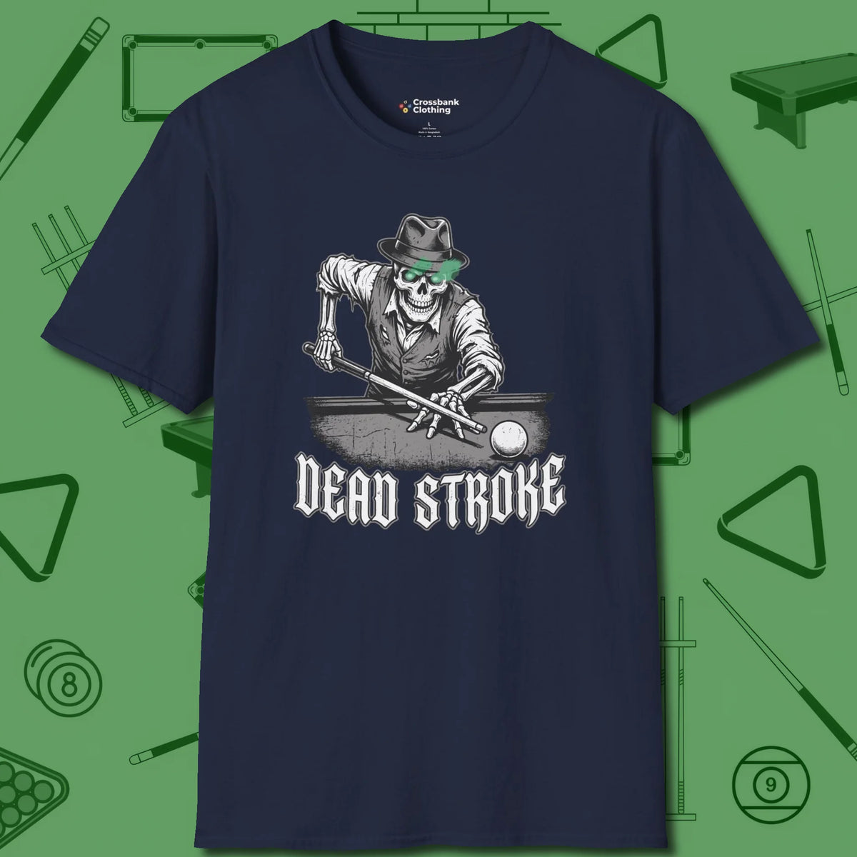 Dead Stroke T-Shirt, front view, in Navy helps your stroke and your style