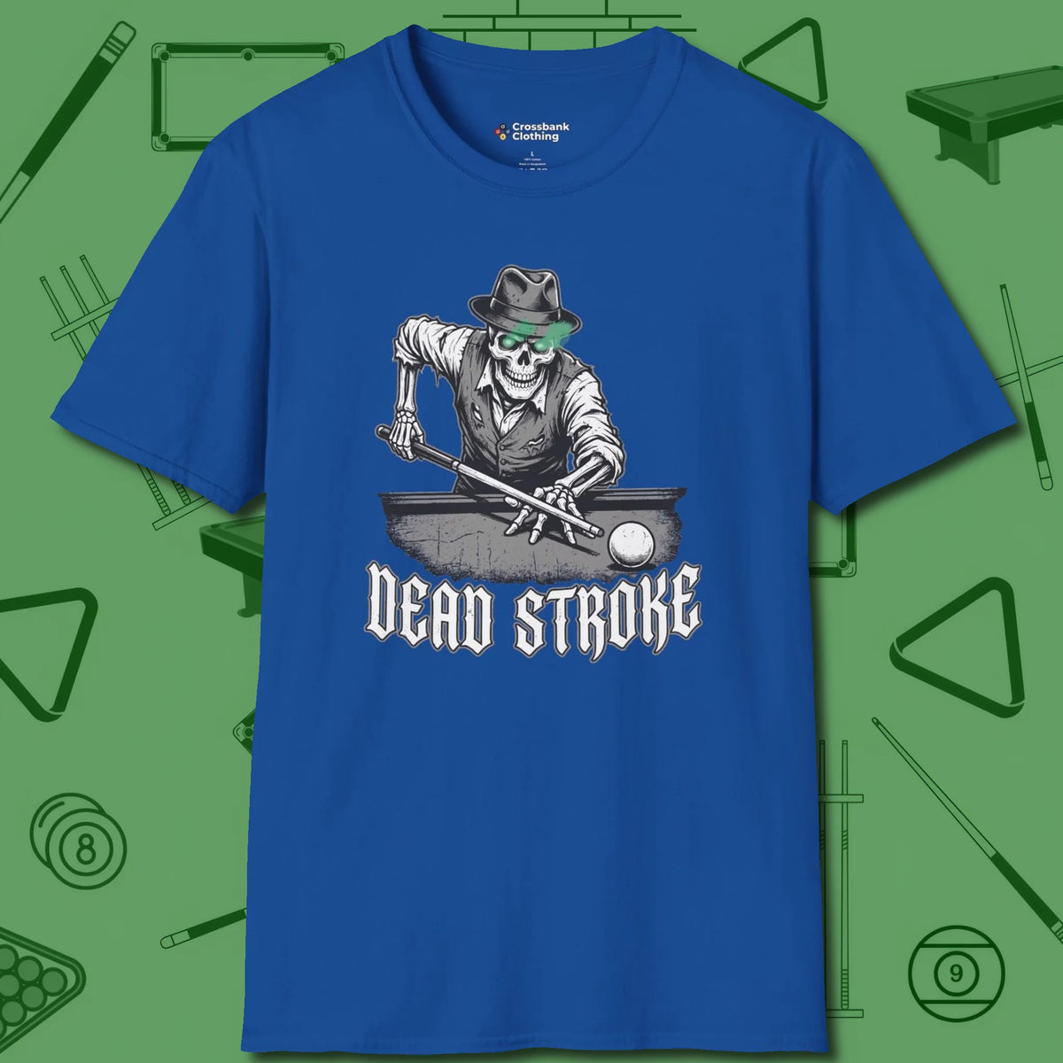 Dead Stroke T-Shirt, front view, in Royal because you don’t just play — you represent