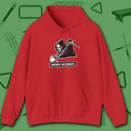 Deadly Accurate Hoodie, in Red color, billiards hoodie, front view