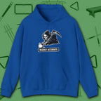 Deadly Accurate Hoodie, in Royal color, billiards hoodie, front view