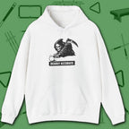 Deadly Accurate Hoodie, in White color, billiards hoodie, front view