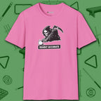 Deadly Accurate T-Shirt, in Azalea color, billiards shirt, front view