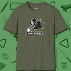 Deadly Accurate T-Shirt, in Military Green color, billiards shirt, front view