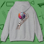 Death Grip 8 Ball Hoodie, back view, in Sport Grey
