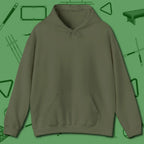 Death Grip 8 Ball Hoodie, front view, in Military Green