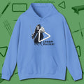Death Loser Racks Hoodie, front view, in Carolina Blue for shooters who dress like they play: sharp