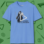 Death Loser Racks T-Shirt, front view, in Carolina Blue classic cue style, no gimmicks