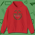 Deck the Halls Hoodie, front view, in Red smart apparel for strategic players