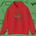Deck the Halls Hoodie, front view, in Red smart apparel for strategic players