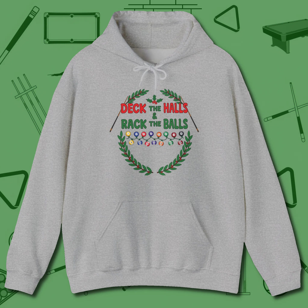 Deck the Halls Hoodie, front view, in Sport Grey styled to dominate from rack to run-out