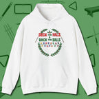 Deck the Halls Hoodie, front view, in White subtle drip for serious shooters