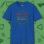 Deck the Halls T-Shirt, front view, in Royal where cue control meets personal style