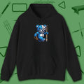 Demented Teddy Pool Hoodie, in Black color, billiards hoodie, front view
