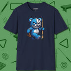 Demented Teddy Billiards T-Shirt, front view, in Navy table-tested, street-approved style