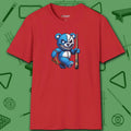 Demented Teddy Pool T-Shirt, in Red color, billiards shirt, front view