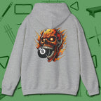 Demon Skull Eight Hoodie, back view, in Sport Grey