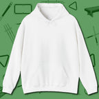 Demon Skull Eight Hoodie, front view, in White