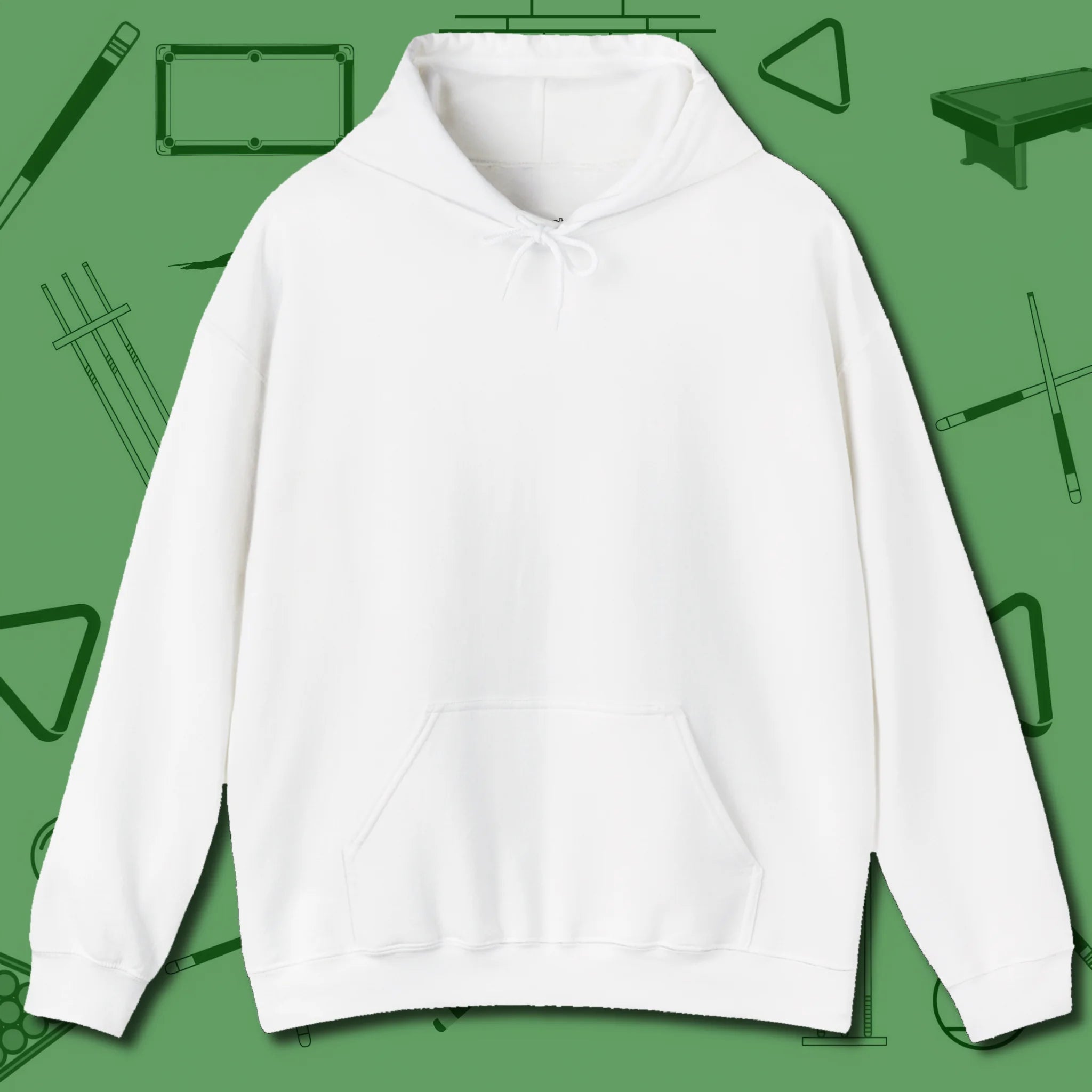 Demon Skull Eight Hoodie, front view, in White
