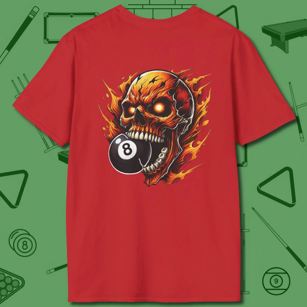 Demon Skull Eight T-Shirt, back view, in Red