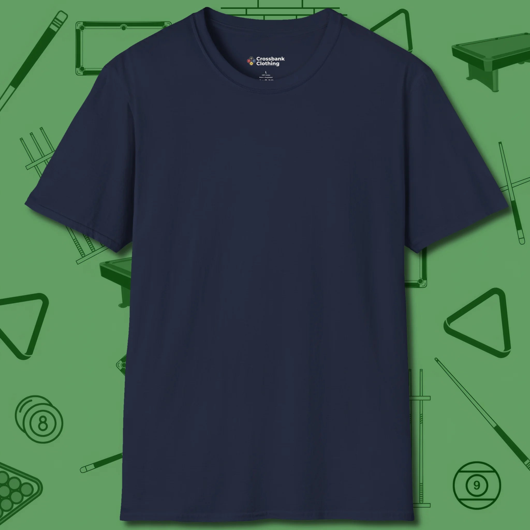 Demon Skull Eight T-Shirt, front view, in Navy