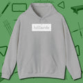 Distressed Billiards Sign Hoodie, front view, in Sport Grey your secret weapon off the table