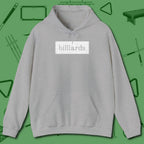 Distressed Billiards Sign Hoodie, front view, in Sport Grey your secret weapon off the table