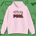 Done Adulting Unicorn Hoodie, front view, in Light Pink for shooters who dress like they play: sharp