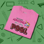 Done Adulting Unicorn T-Shirt, folded view, in Azalea where cue control meets personal style