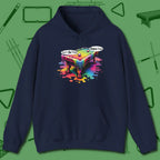 Don't Do Drugs Table Hoodie, front view, in Navy confidence stitched in every seam