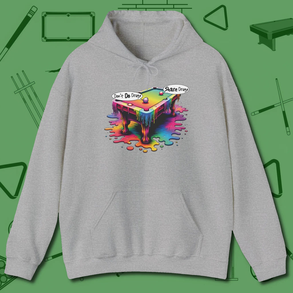 Don't Do Drugs Table Hoodie, front view, in Sport Grey what champions wear between racks