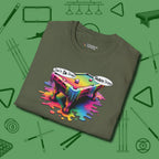 Don't Do Drugs Table T-Shirt, folded view, in Military Green confidence stitched in every seam