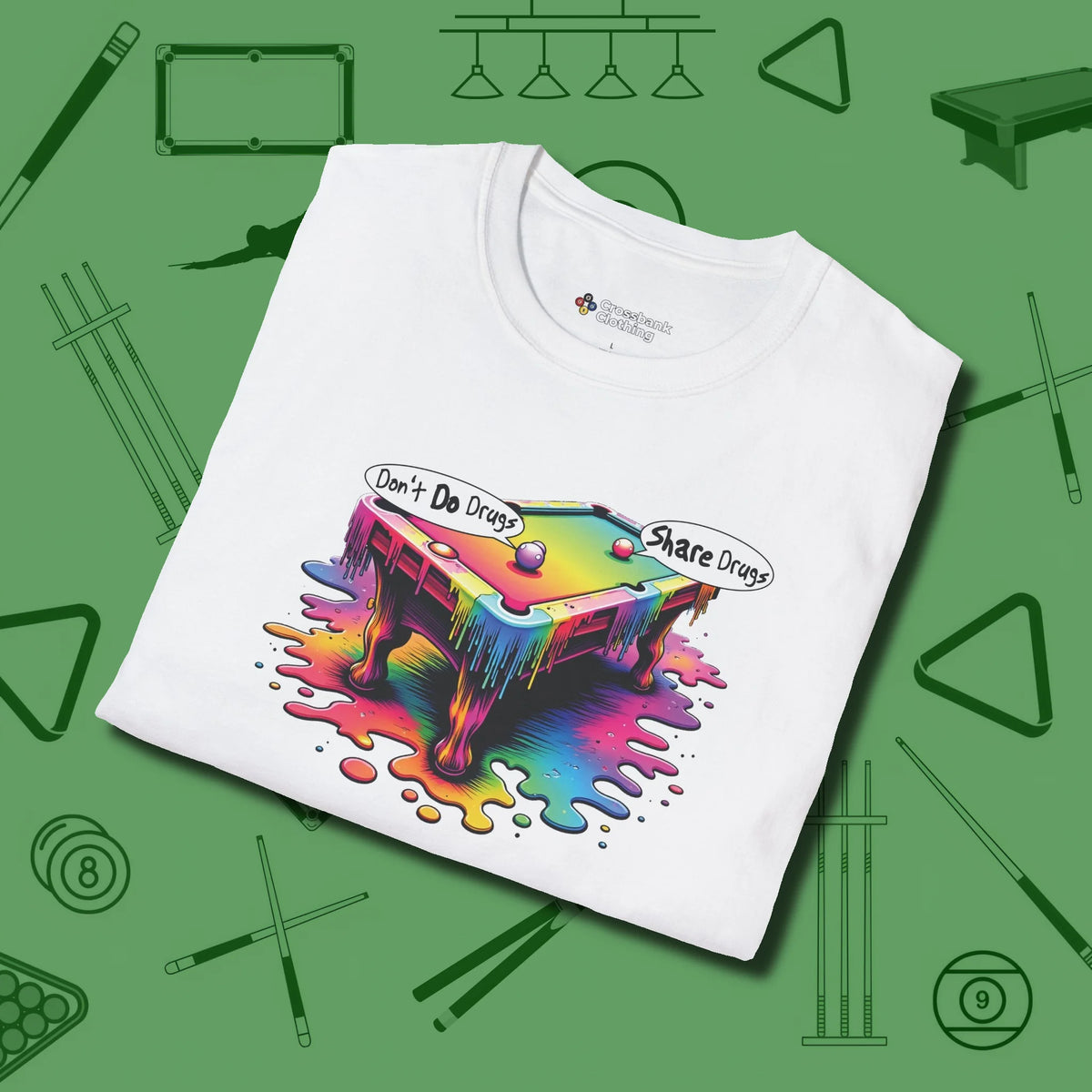 Don't Do Drugs Table T-Shirt, folded view, in White what champions wear between racks