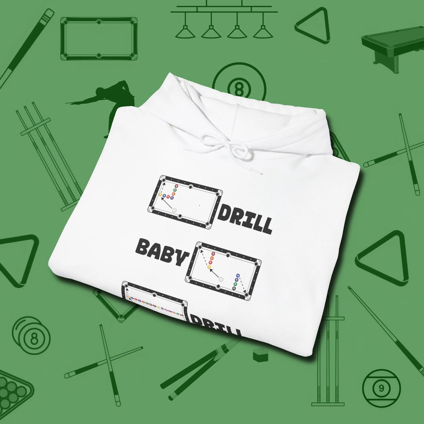 Drill Baby Drill Hoodie, folded view, in White as serious as your stroke