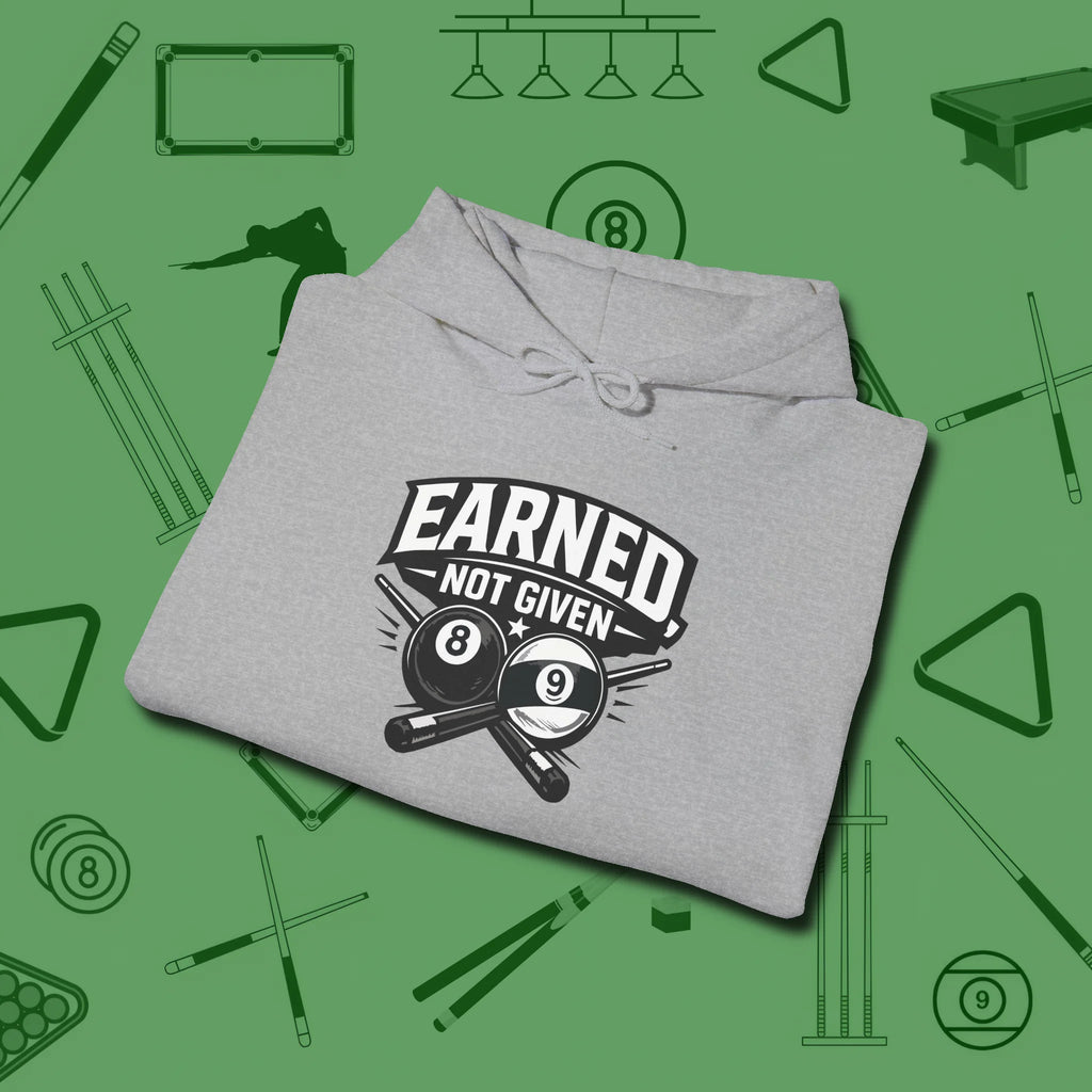 Earned Not Given Hoodie, folded view, in Sport Grey where cue control meets personal style