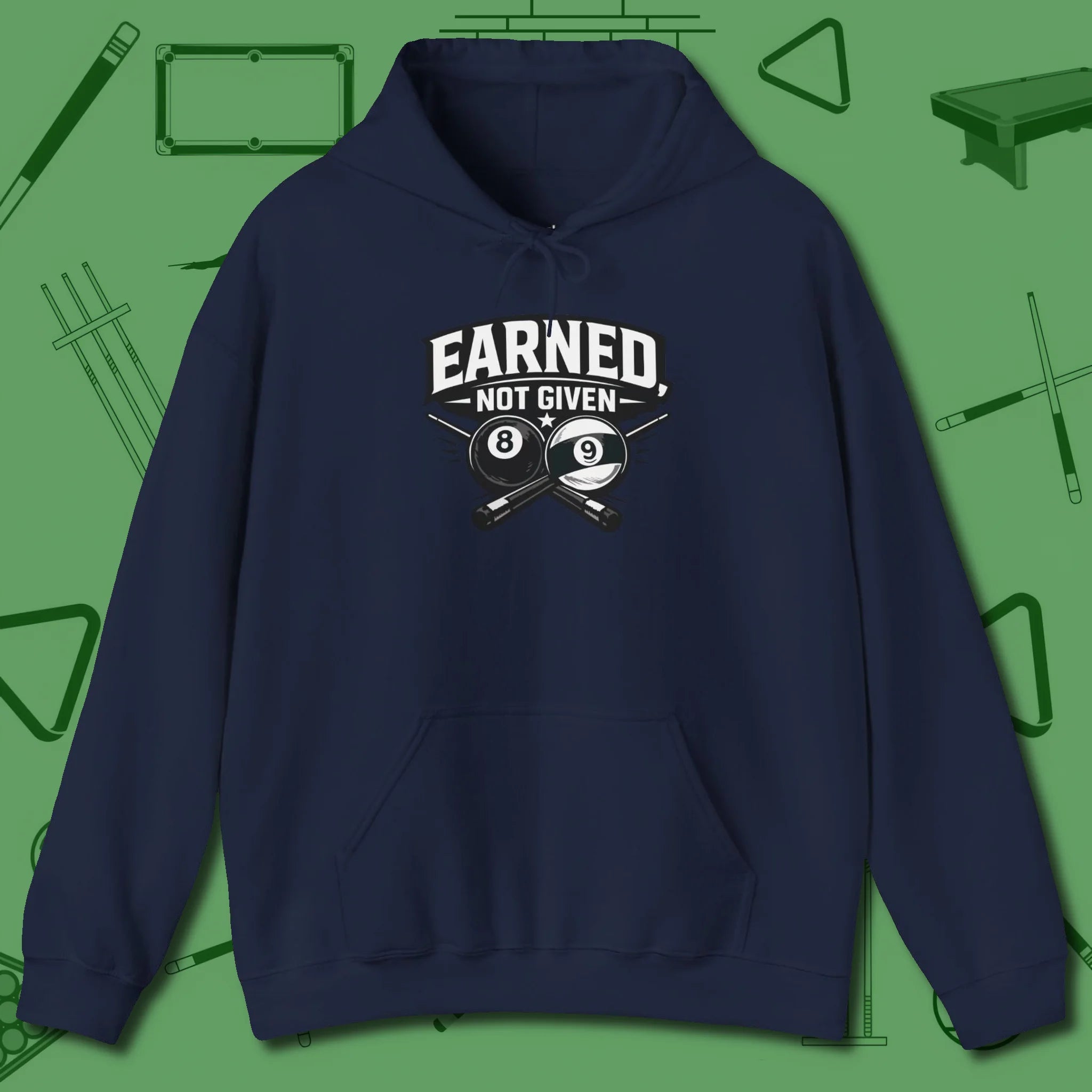 Earned Not Given Hoodie, front view, in Navy make every shot — and outfit — count