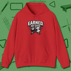 Earned Not Given Hoodie, front view, in Red perfect for players with quiet fire
