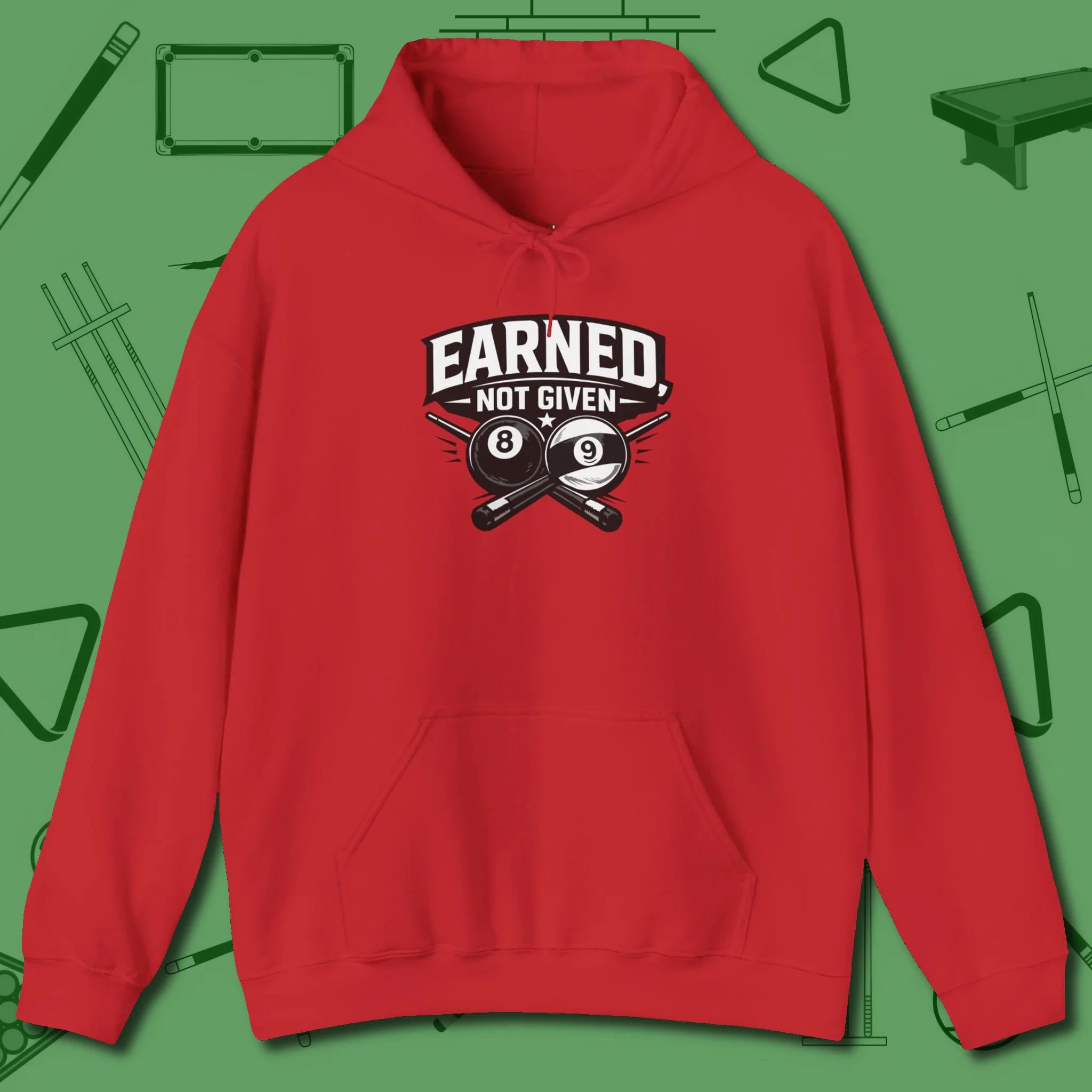 Earned Not Given Hoodie, front view, in Red perfect for players with quiet fire