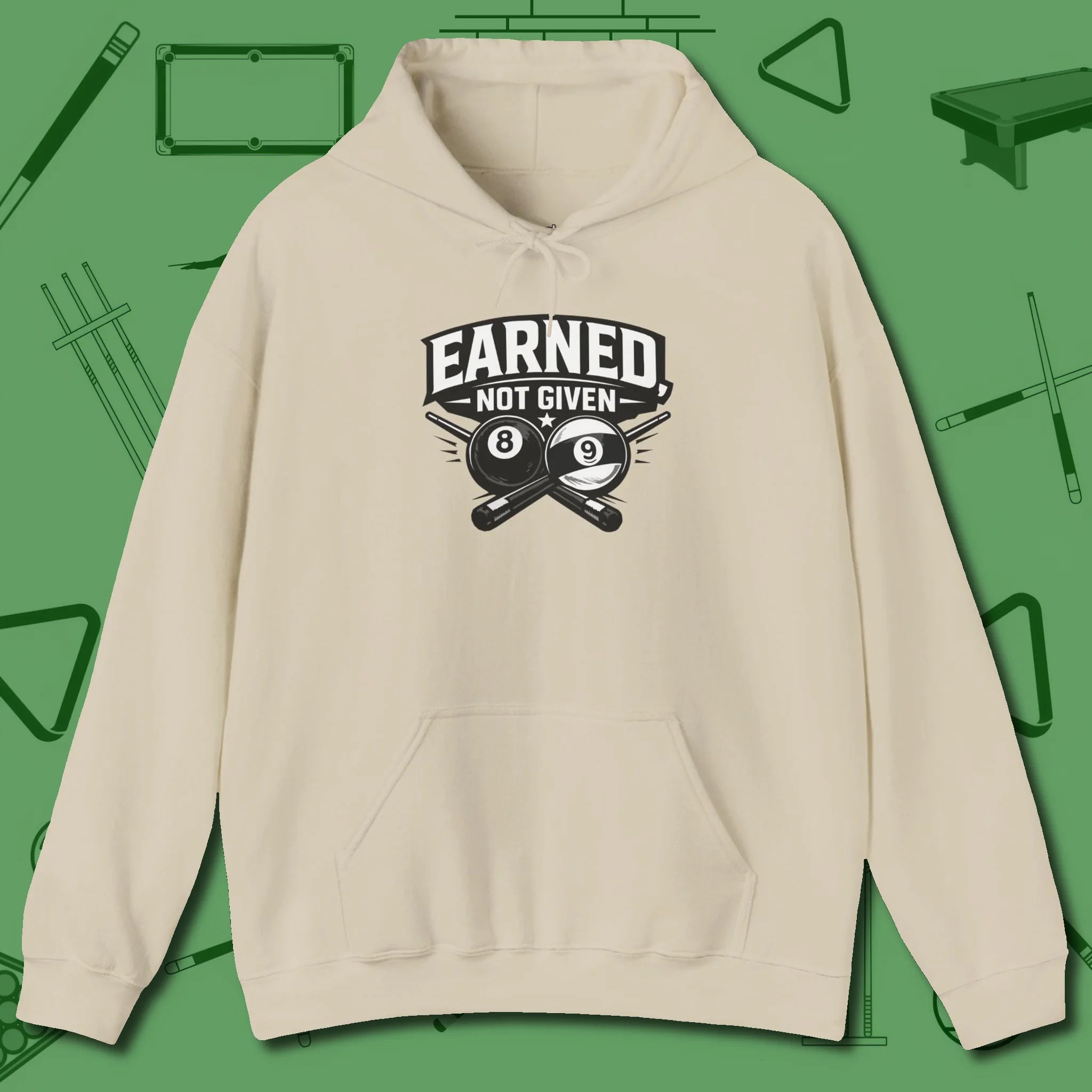 Earned Not Given Hoodie, front view, in Sand ideal for clean hits and clean fits