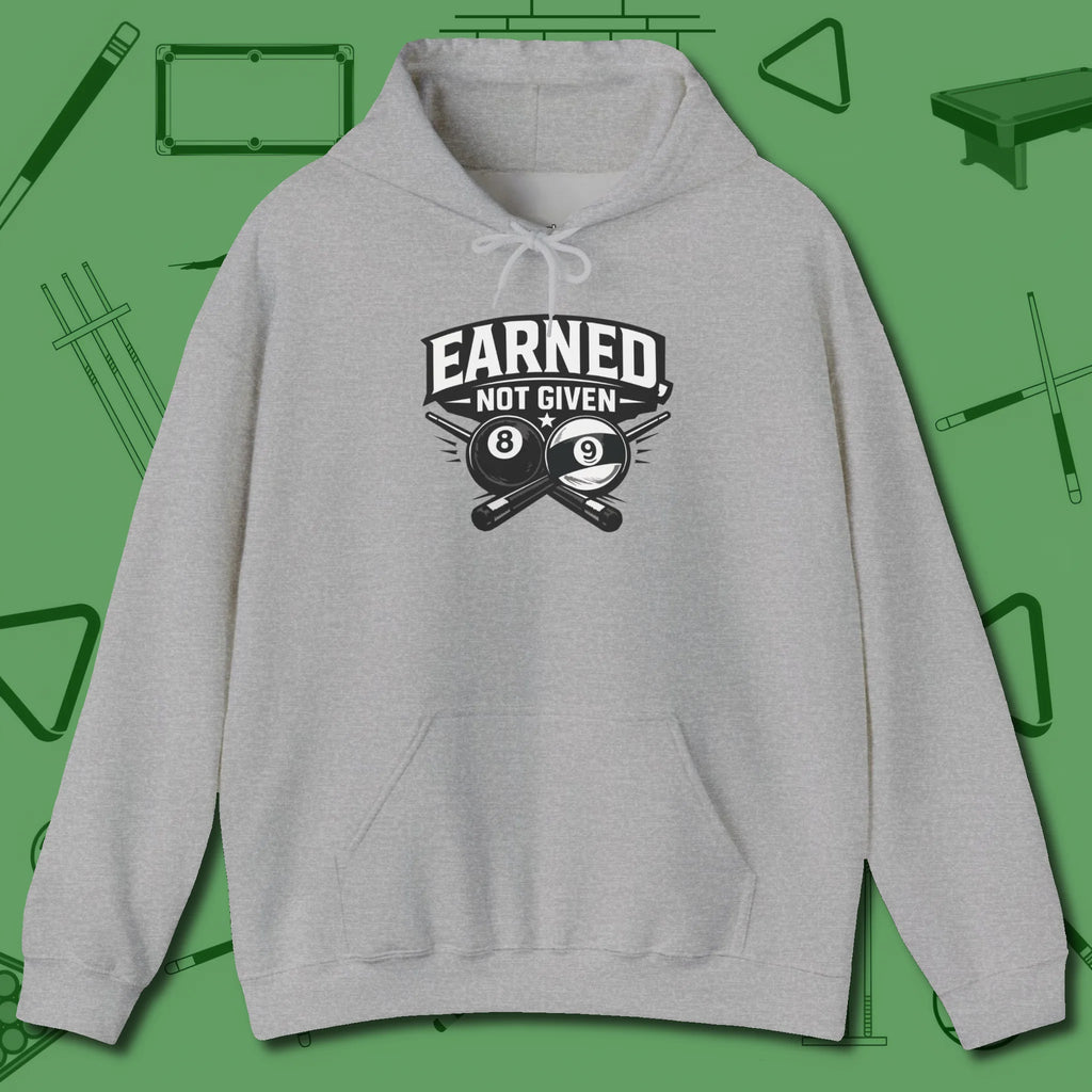 Earned Not Given Hoodie, front view, in Sport Grey strike fear with swagger and precision