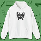 Earned Not Given Hoodie, front view, in White subtle drip for serious shooters
