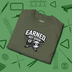 Earned Not Given T-Shirt, folded view, in Military Green make every shot — and outfit — count