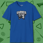 Earned Not Given T-Shirt, front view, in Royal strike fear with swagger and precision